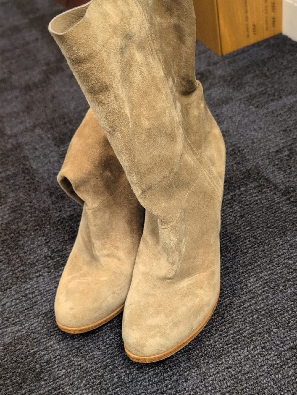 Sartore Women's Suede Knee-High Boots in Taupe